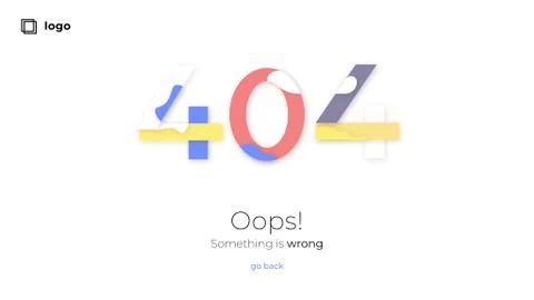 Minimalist 404 page error web page design - simple design Stock Illustration