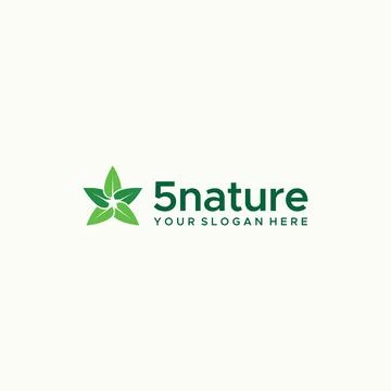 Minimalist 5nature leaves leaf plants logo design Stock Illustration