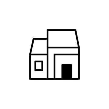 Minimalist abode depiction presenting geometric simplicity and architectura.. Stock Illustration