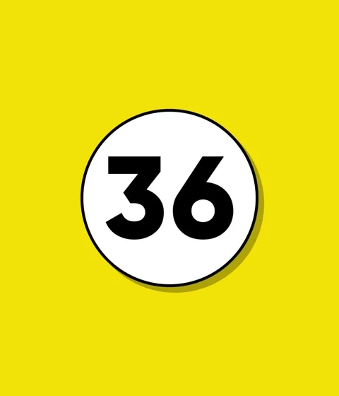 Minimalist abstract animation of white circle with number 36 appearing on y.. Stock Footage 332396452