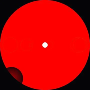 Minimalist Abstract Art featuring a Large Red Circle with Geometric Shapes .. Illustrazione stock