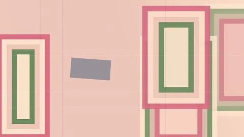Minimalist abstract artwork features layered rectangular frames in soft pin.. Illustrazione stock