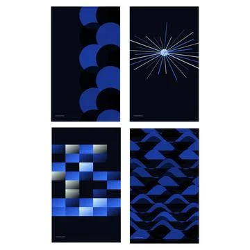 A minimalist abstract background featuring concentric blue arches fading int Stock Illustration
