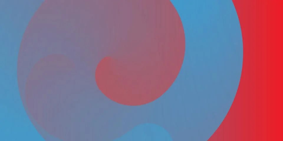Minimalist abstract background with large overlapping red and blue curvy, s.. Stock Illustration