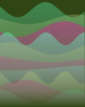 Minimalist Abstract Background with Layered Wavy Shapes in Green and Muted .. Stock Illustration