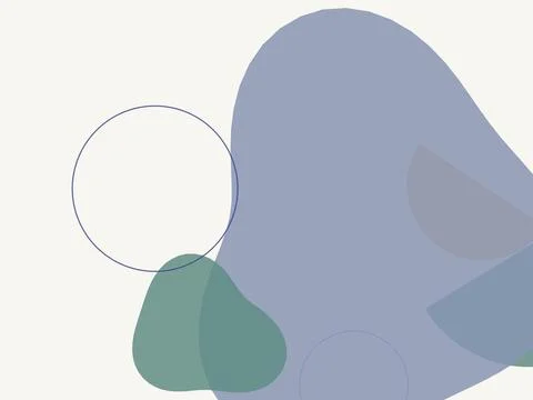 Minimalist Abstract Background with Organic Fluid Shapes, Circular Outlines.. Stock Illustration