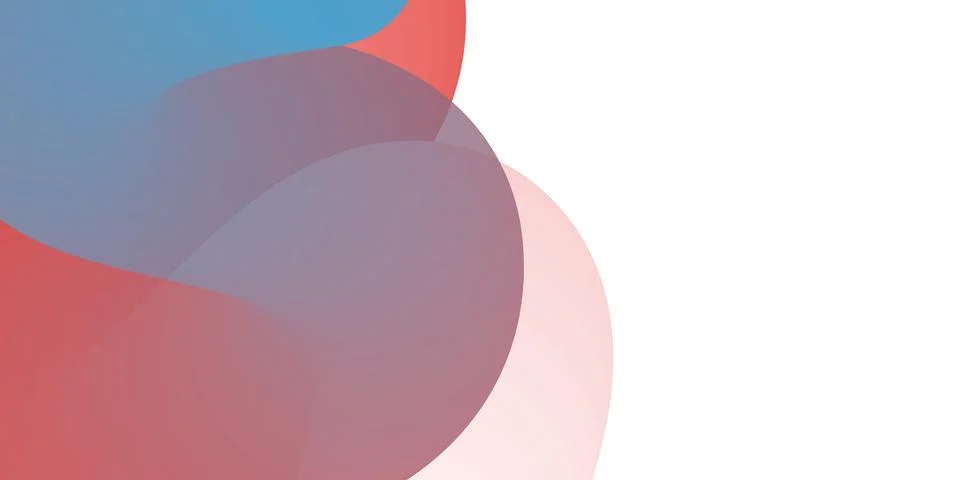 Minimalist abstract background with overlapping red, pink and blue curvy, s.. Stock Illustration