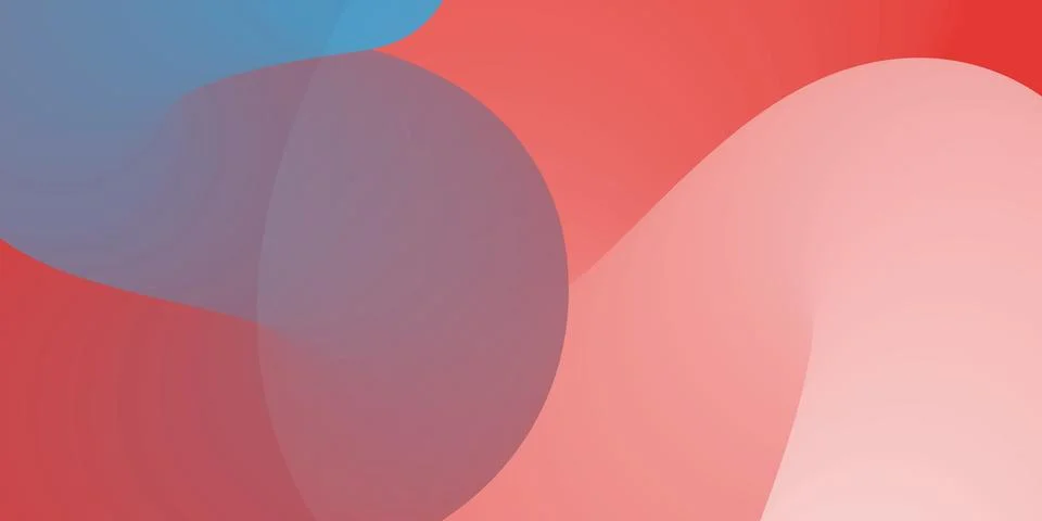Minimalist abstract background with overlapping red, pink and blue curvy, s.. Stock Illustration