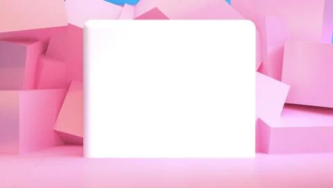 Minimalist abstract background, Pink primitive geometrical figures, pastel co Stock Illustration