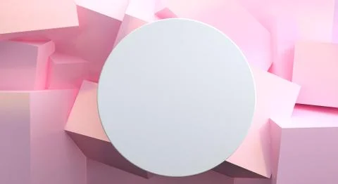 Minimalist abstract background, Pink primitive geometrical figures, pastel co Stock Illustration