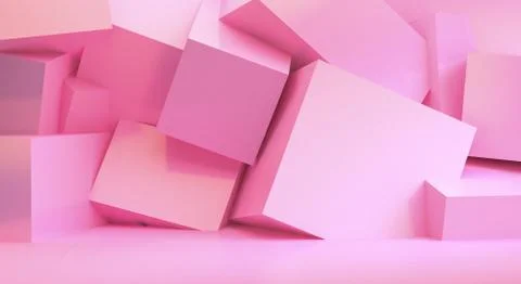 Minimalist abstract background, Pink primitive geometrical figures, pastel co Stock Illustration