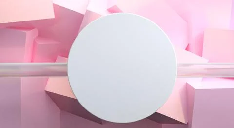 Minimalist abstract background, Pink primitive geometrical figures, pastel co Stock Illustration