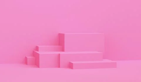 Minimalist abstract background, Pink primitive geometrical figures, pastel co Stock Illustration