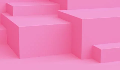 Minimalist abstract background, Pink primitive geometrical figures, pastel co Stock Illustration