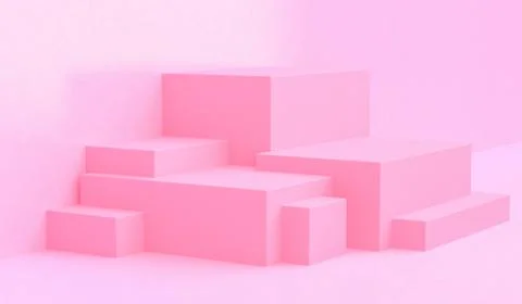 Minimalist abstract background, Pink primitive geometrical figures, pastel co Stock Illustration