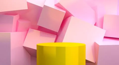 Minimalist abstract background, Pink primitive geometrical figures, pastel co Stock Illustration