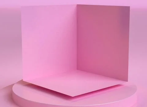 Minimalist abstract background, Pink primitive geometrical figures, pastel co Stock Illustration