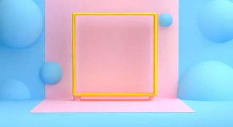 Minimalist abstract background, Pink primitive geometrical figures, pastel co Stock Illustration