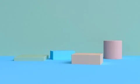 Minimalist abstract background, primitive geometrical figures, pastel colors, Stock Illustration