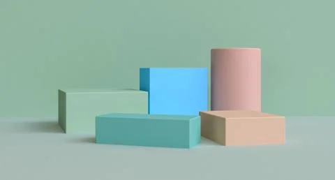 Minimalist abstract background, primitive geometrical figures, pastel colors, Stock Illustration
