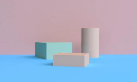 Minimalist abstract background, primitive geometrical figures, pastel colors, Stock Illustration