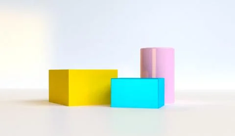 Minimalist abstract background, primitive geometrical figures, pastel colors, Stock Illustration