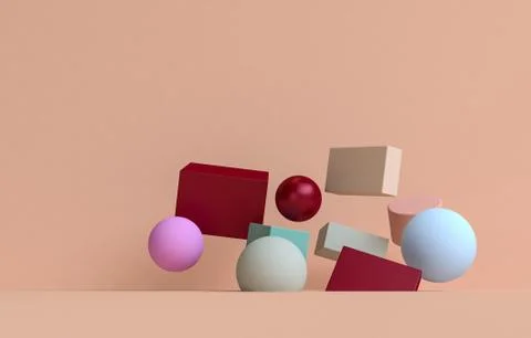 Minimalist abstract background, primitive geometrical figures, pastel colors, Stock Illustration