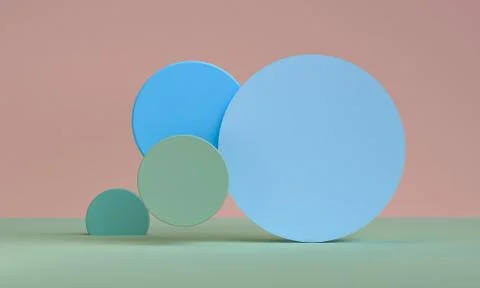 Minimalist abstract background, primitive geometrical figures, pastel colors, Stock Illustration