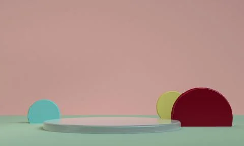 Minimalist abstract background, primitive geometrical figures, pastel colors, Stock Illustration
