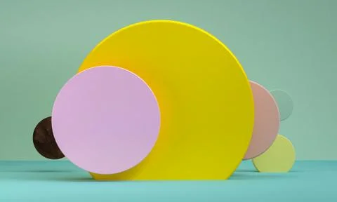Minimalist abstract background, primitive geometrical figures, pastel colors, Stock Illustration