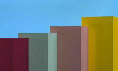 Minimalist abstract background, primitive geometrical figures, pastel colors, Stock Illustration