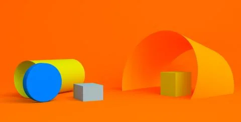 Minimalist abstract background, primitive geometrical figures, pastel colors, Stock Illustration