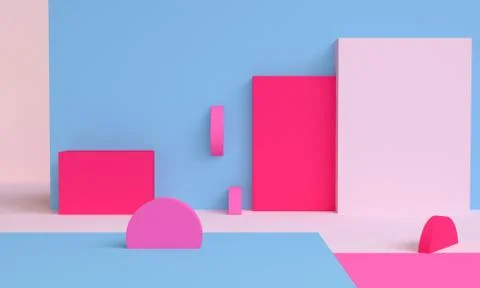 Minimalist abstract background, primitive geometrical figures, pastel colors, Stock Illustration