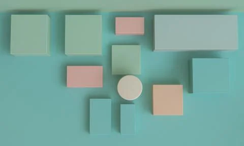 Minimalist abstract background, primitive geometrical figures, pastel colors, Stock Illustration
