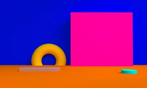 Minimalist abstract background, primitive geometrical figures, pastel colors, Stock Illustration