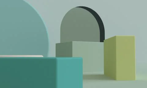 Minimalist abstract background, primitive geometrical figures, pastel colors, Stock Illustration