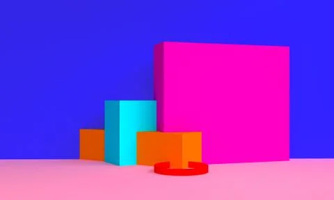 Minimalist abstract background, primitive geometrical figures, pastel colors, Stock Illustration