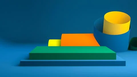 Minimalist abstract background, primitive geometrical figures, pastel colors, Stock Illustration