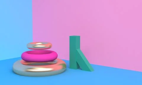 Minimalist abstract background, primitive geometrical figures, pastel colors, Stock Illustration