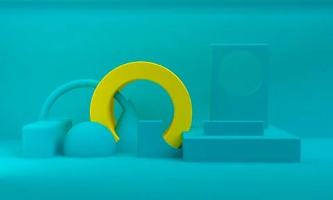 Minimalist abstract background, primitive geometrical figures, 3D render. Fotos de archivo