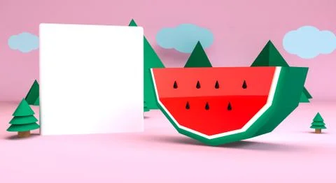 Minimalist abstract background, Watermelon primitive geometrical figures, pas Stock Illustration