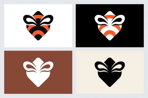 Minimalist Abstract Bee Logo Icon Set Design Illustrazione stock