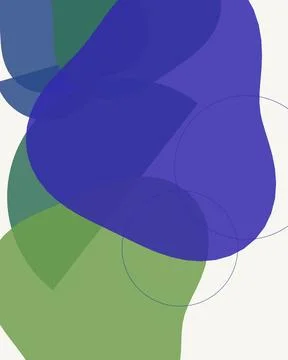 Minimalist Abstract Boho Background with Organic Overlapping Blue and Green.. Stock Illustration