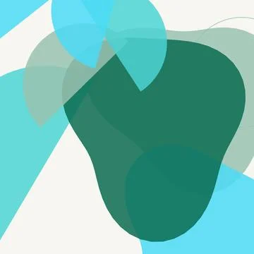 Minimalist Abstract Boho Background with Organic Teal and Green Shapes Illustrazione stock