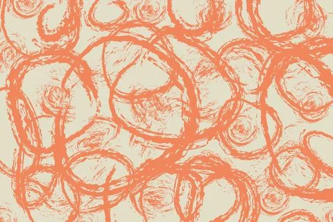 Minimalist abstract brush stroke in the shape of orange circles.Templates for Stock Illustration