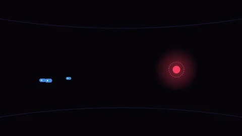 Minimalist abstract composition featuring a glowing red circle and blue dots 動画素材 338312024