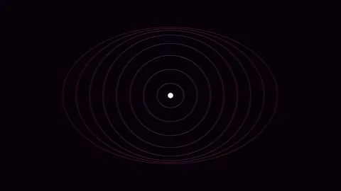 Minimalist Abstract Concentric Oval Lines with Central Glowing Sphere Stock Footage 340341250