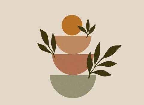 Minimalist abstract design featuring soft organic shapes in earthy tones Stock Illustration