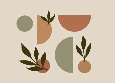 Minimalist abstract design featuring soft organic shapes in earthy tones Stock Illustration