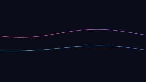 Minimalist abstract design featuring two parallel flowing neon wave lines Video stock 338310738